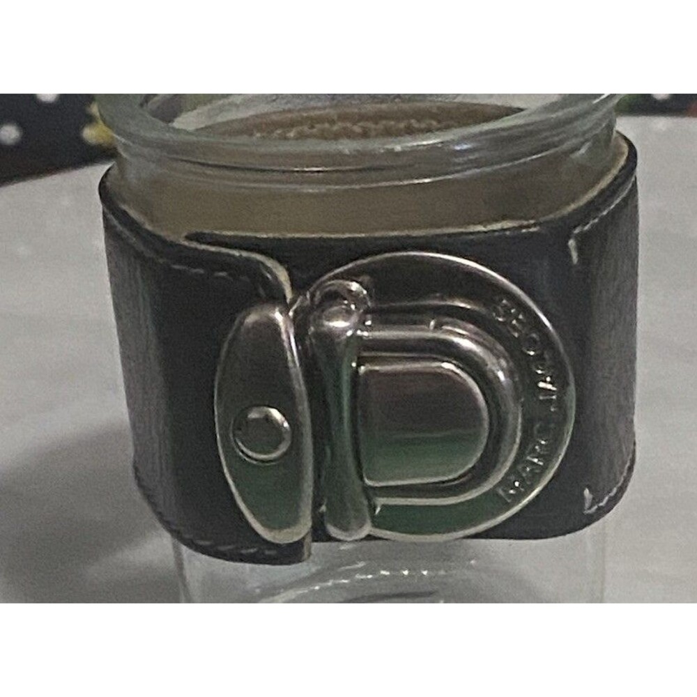 Vintage MARC JACOBS Black Leather Cuff - Silver Buckle - Bracelet